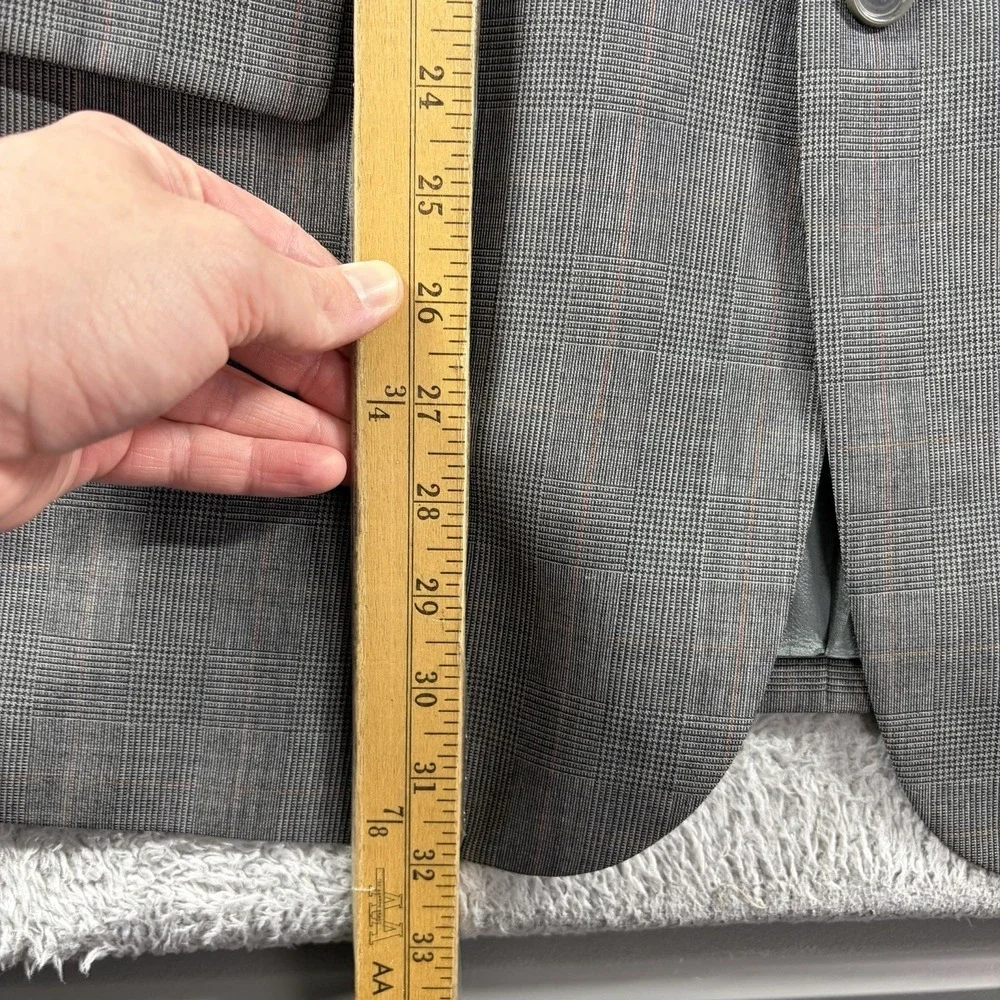 Nogara Blazer Ermenegildo Zegna Italy 100% Wool Gray Plaid Pattern 42 Jacket